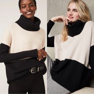VINCE Colorblock Wool Cashmere Turtleneck Hi Low Sweater Pullover Top